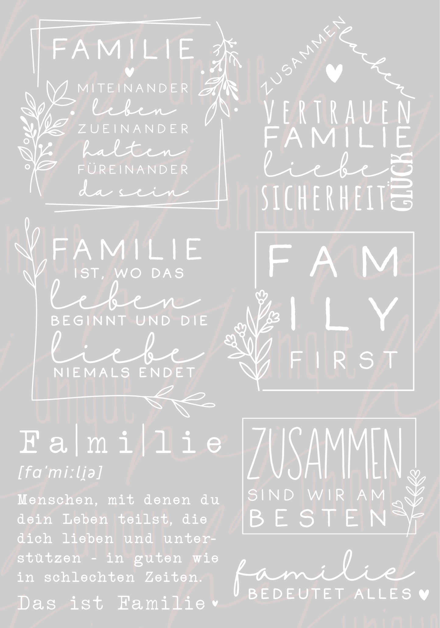 Rub-On Bogen "Familie" A5