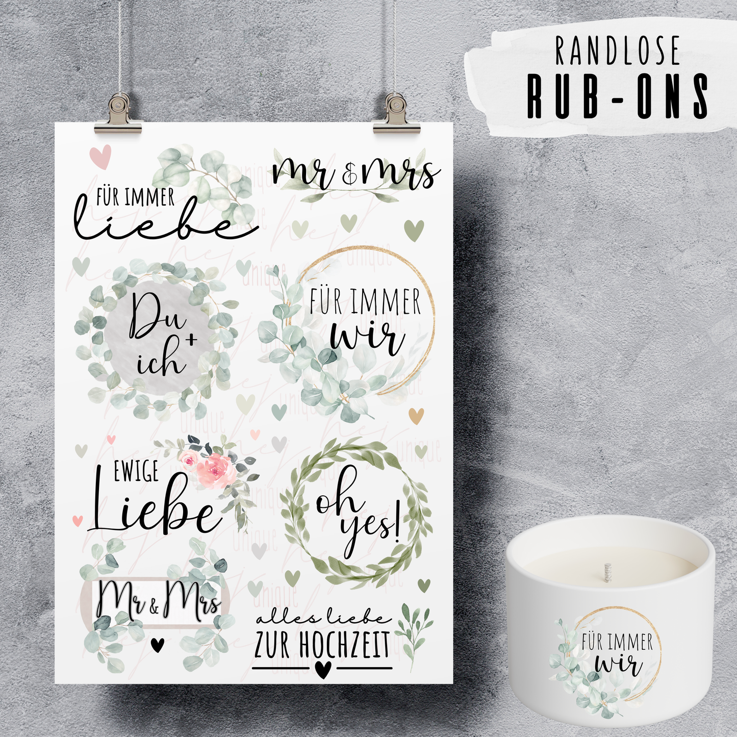 Rub-On Bogen „Hochzeit“ A5