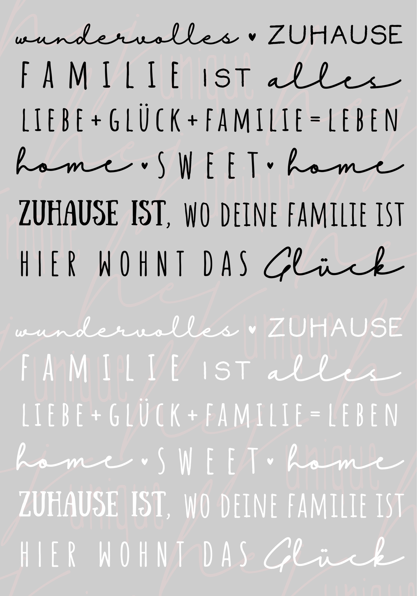 Rub-On Bogen "Schriftzüge Zuhause" A6 / A5