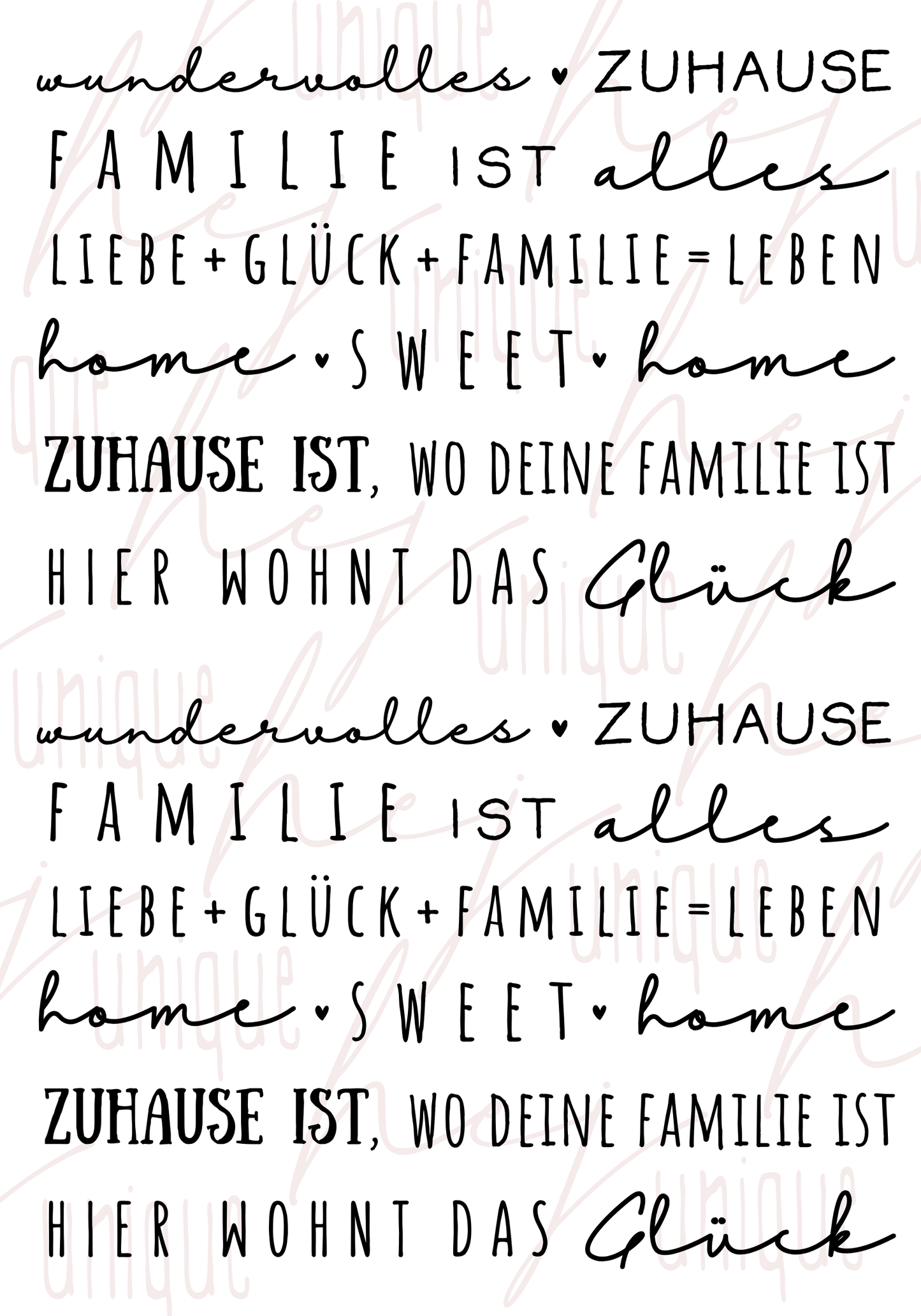 Rub-On Bogen "Schriftzüge Zuhause" A6 / A5