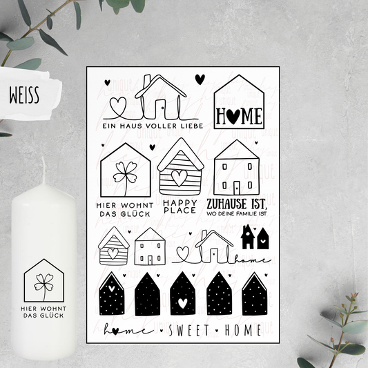 Kerzenfolie *Häuserliebe* Stumpenkerzen