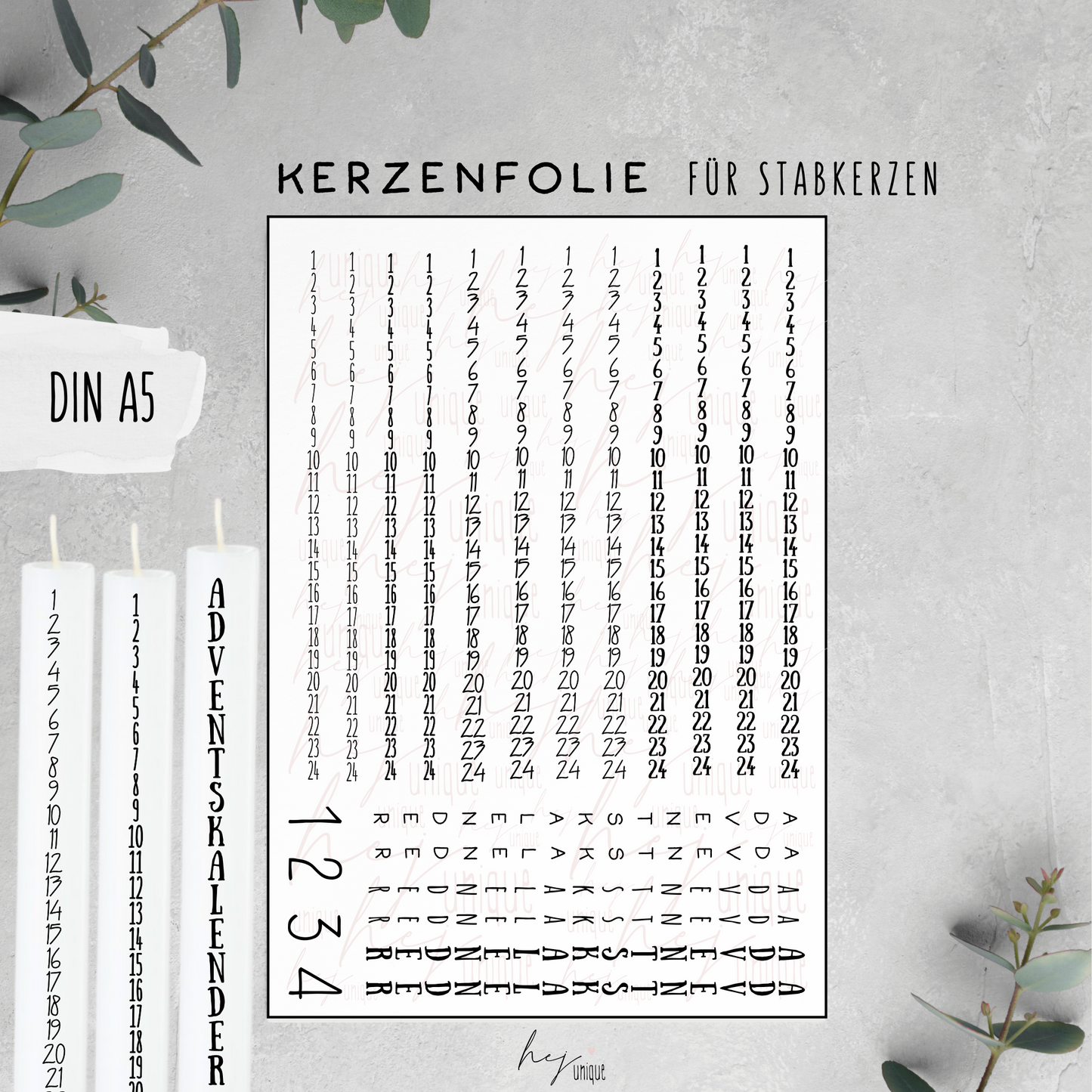 Kerzenfolie *Adventskalender Kerze*