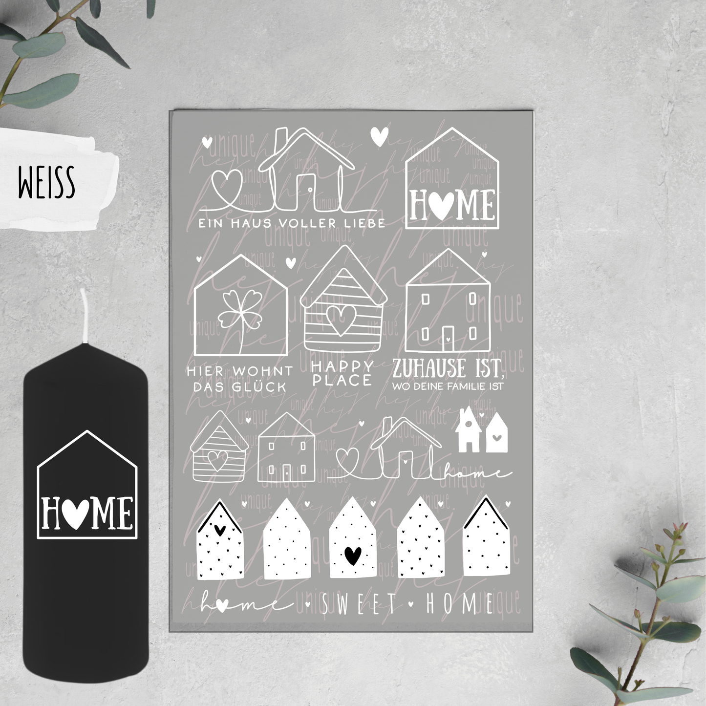 Kerzenfolie *Häuserliebe* Stumpenkerzen