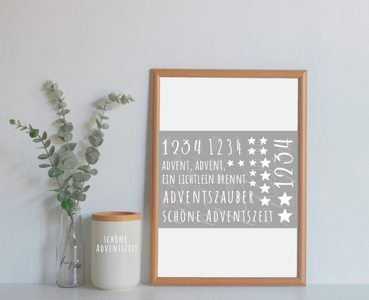 Rub-On Bogen "Advent, Advent" weiss A6