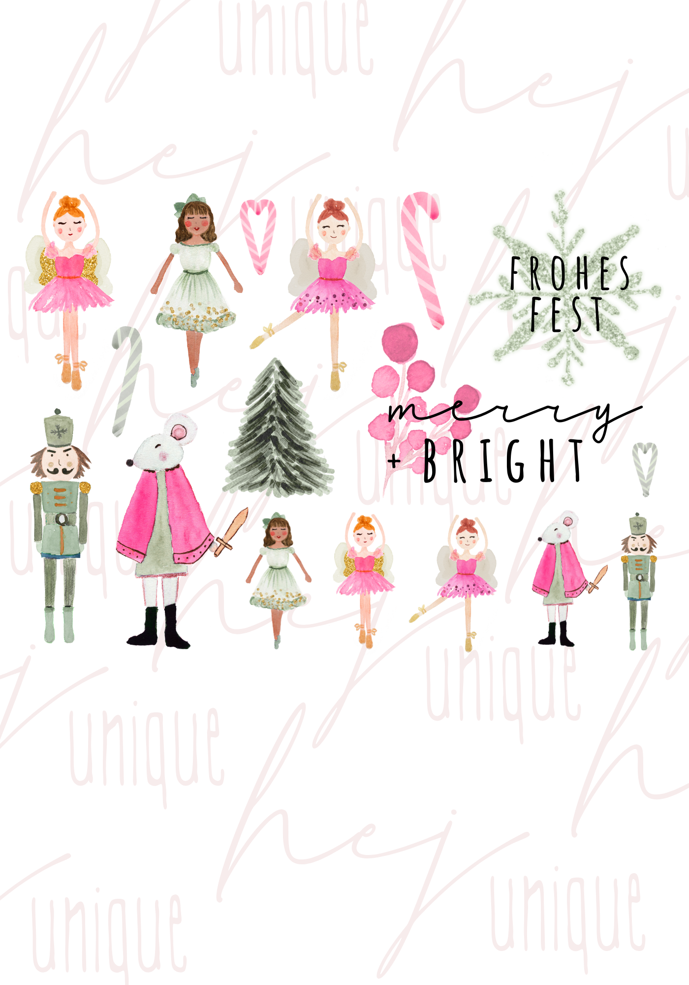 Rub-On Bogen "Pink Christmas"