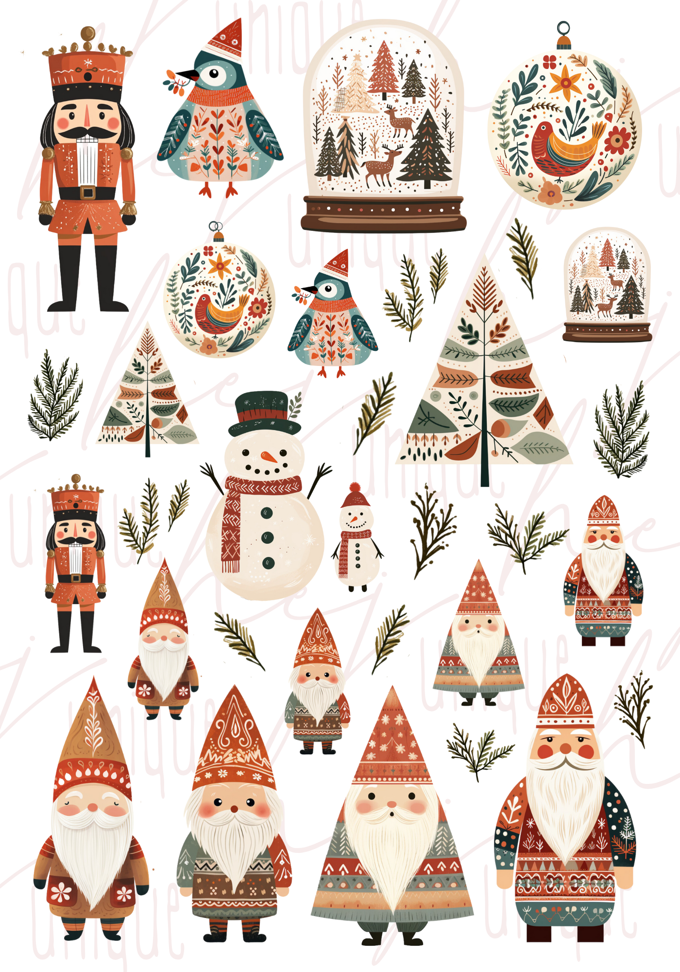Rub-On Bogen "Folk Art Christmas"