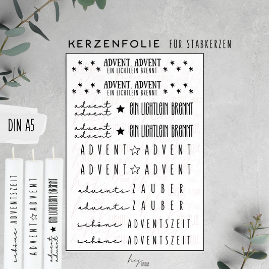 Kerzenfolie Schriftzüge *Advent Advent*