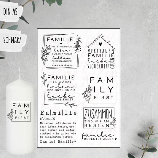 Kerzenfolie *Familie* Stumpenkerzen Family