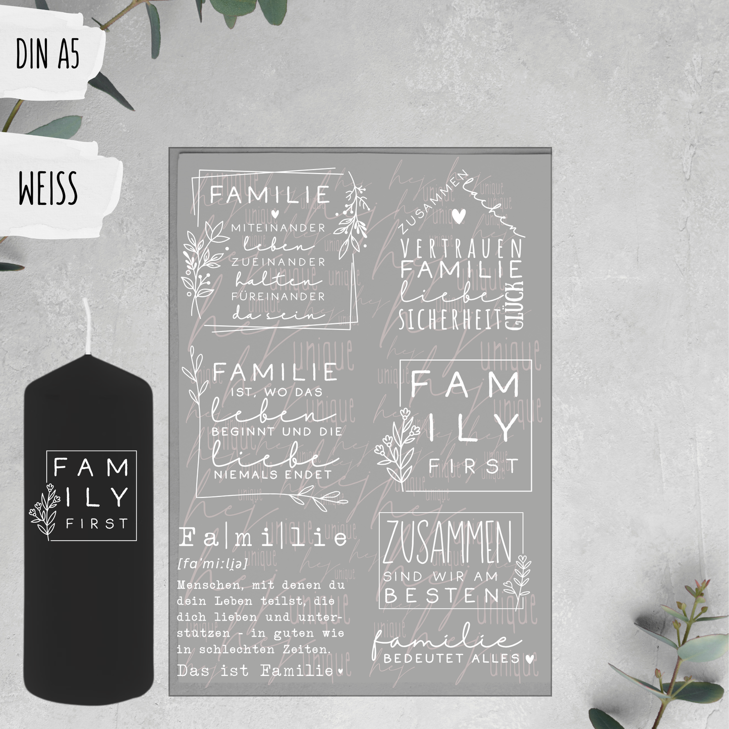 Kerzenfolie *Familie* Stumpenkerzen Family