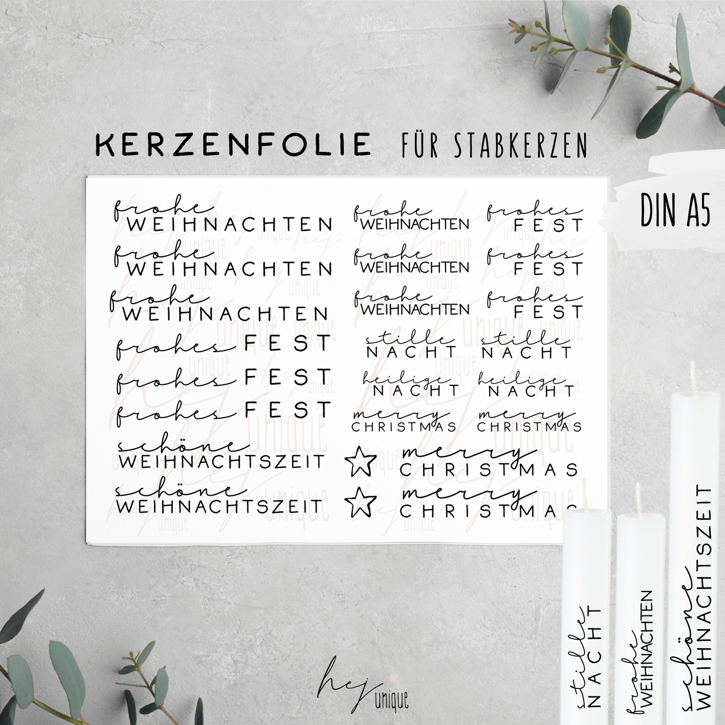 Kerzenfolie *Xmas Schriftzüge*