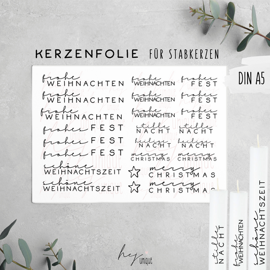 Kerzenfolie *Xmas Schriftzüge*