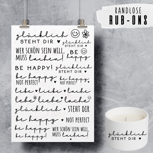 Rub-On Bogen "Be Happy" A5