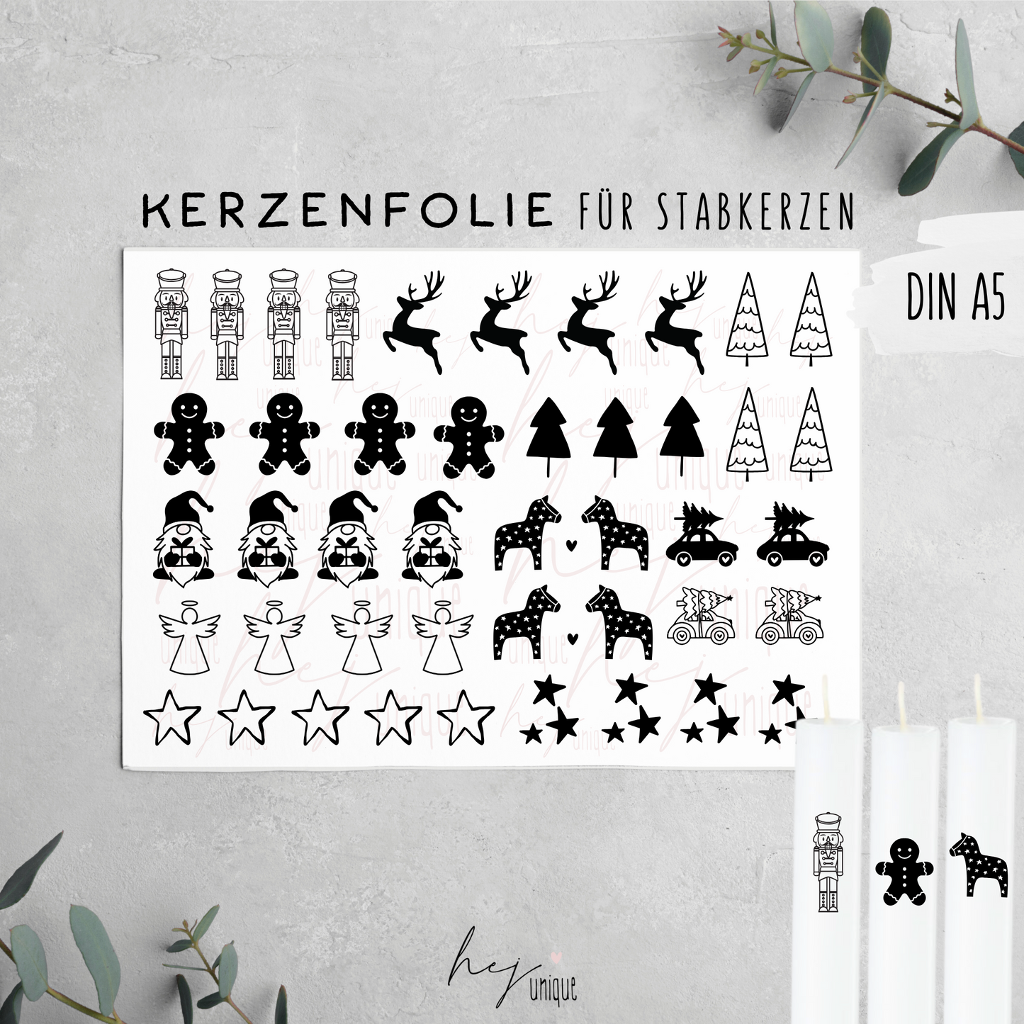 Kerzenfolie *Weihnachtliche Motive*