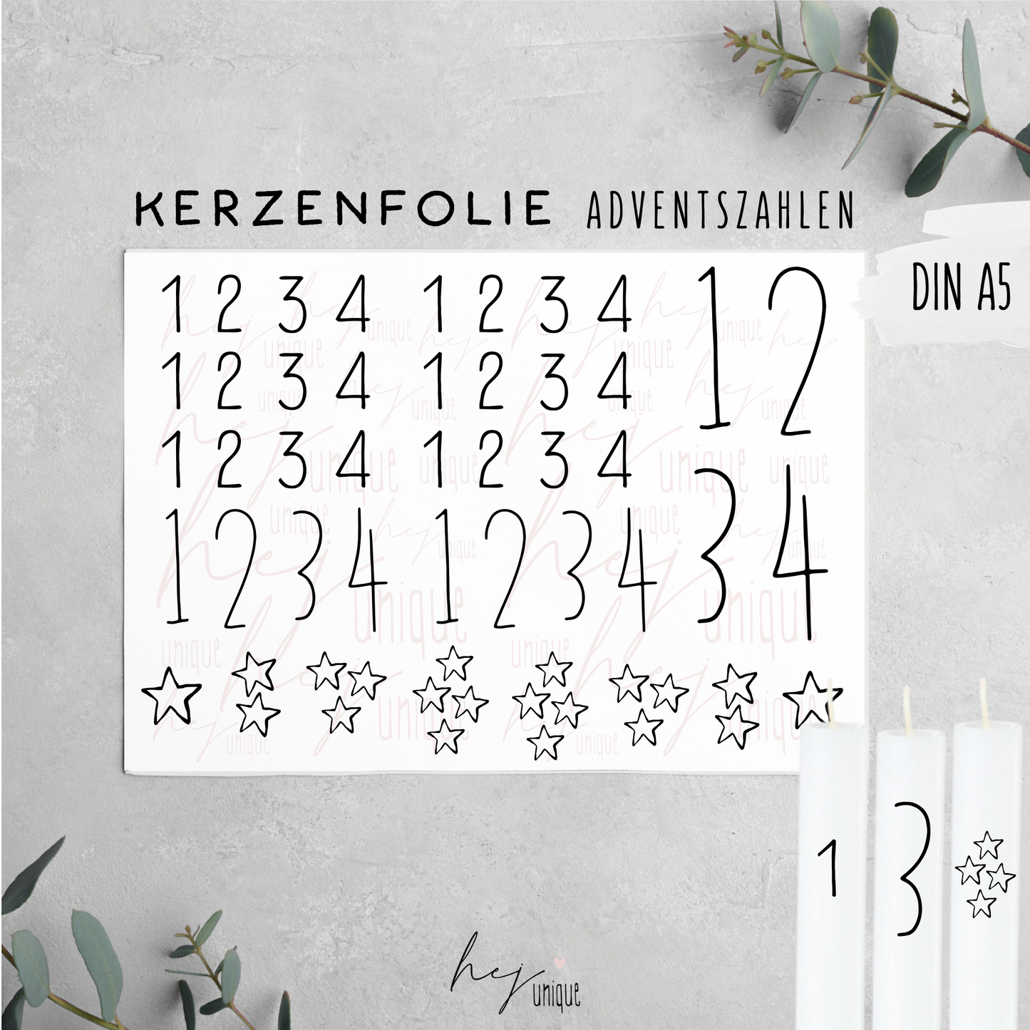 Kerzenfolie *Adventszahlen*