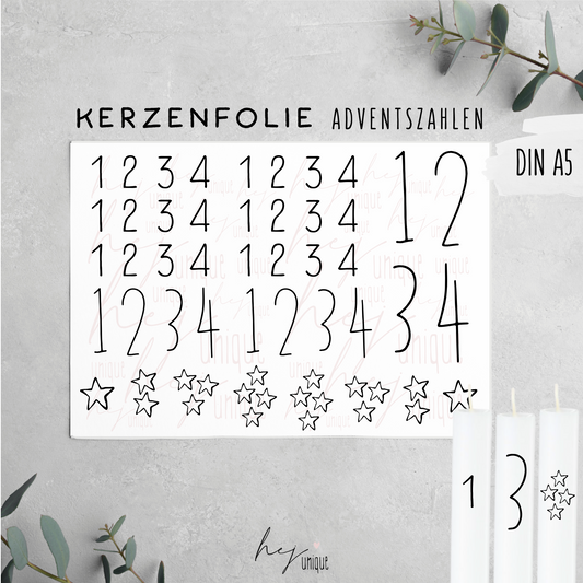 Kerzenfolie *Adventszahlen*