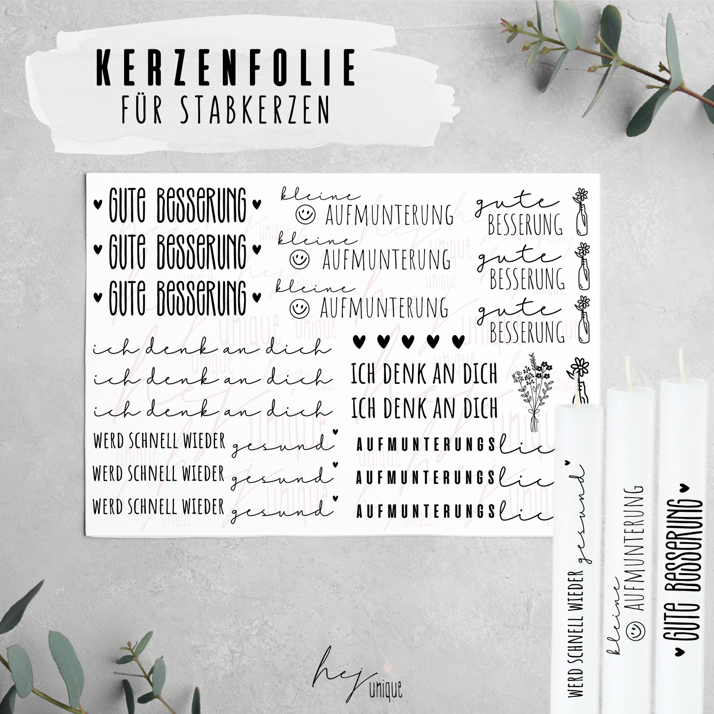 Kerzenfolie *Gute Besserung*