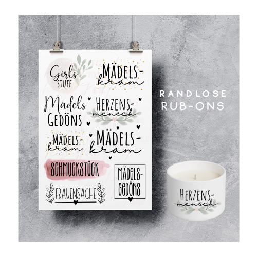 Rub On Aufkleber Mädelskram A5 Warum du unsere Rub-Ons lieben wirst:  ✔ Randloser Premium-Look   ✔ Besondere Haptik   ✔ Präzise Platzierung dank transparenter Trägerfolie  ✔ Wasser- und kratzfest // Hitze- und UV-beständig   ✔ Starke Haftung auf Glas, Keramik, Holz, Raysin u.v.m.  ✔ Langlebig und hochwertig verarbeitet  ✔ Auch gewerblich nutzbar – keine zusätzliche Lizenz nötig