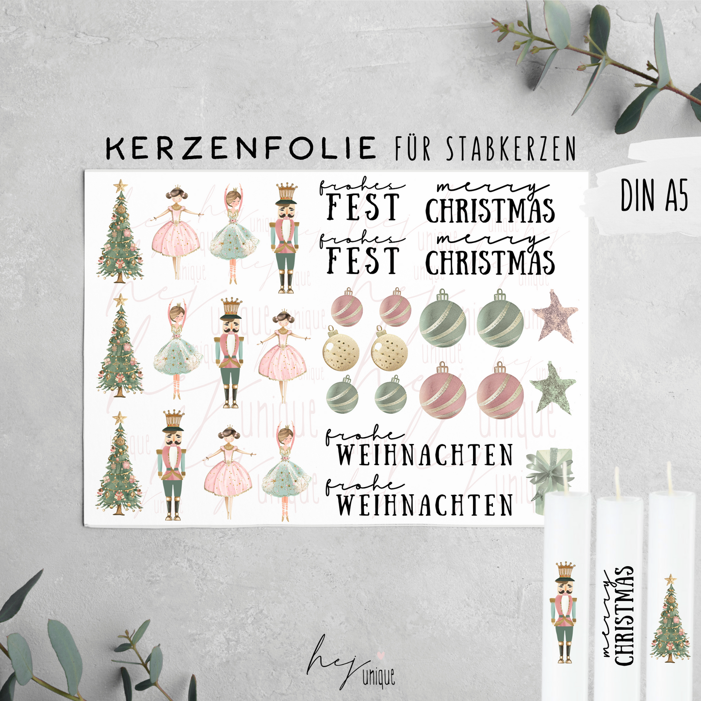 Kerzenfolie *Pastell Christmas"