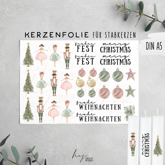 Kerzenfolie *Pastell Christmas"