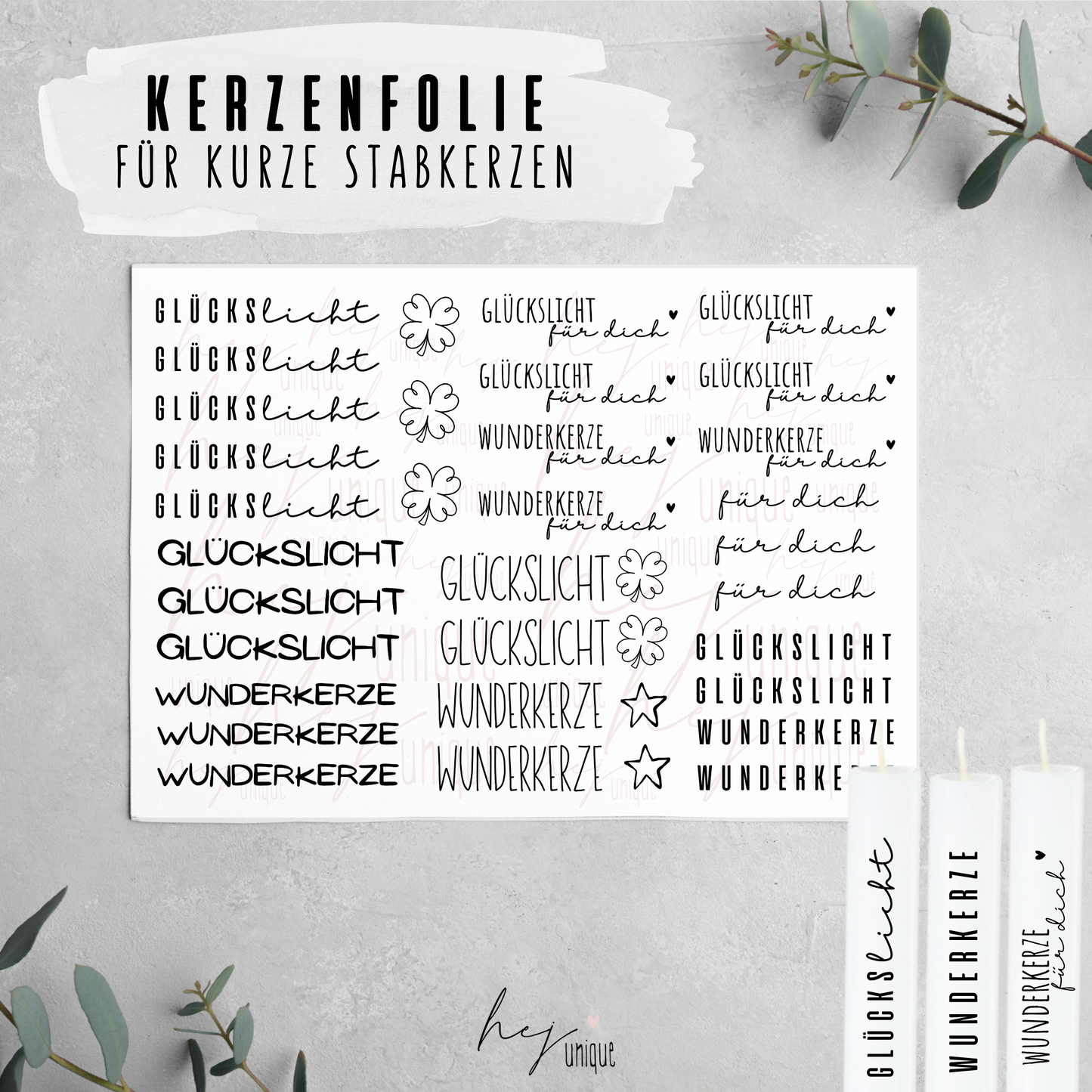Kerzenfolie *Glückslicht* kurze Kerzen