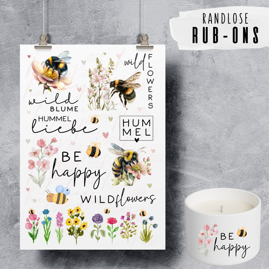 Rub-On Bogen "Wildblumen und Hummelliebe" A5