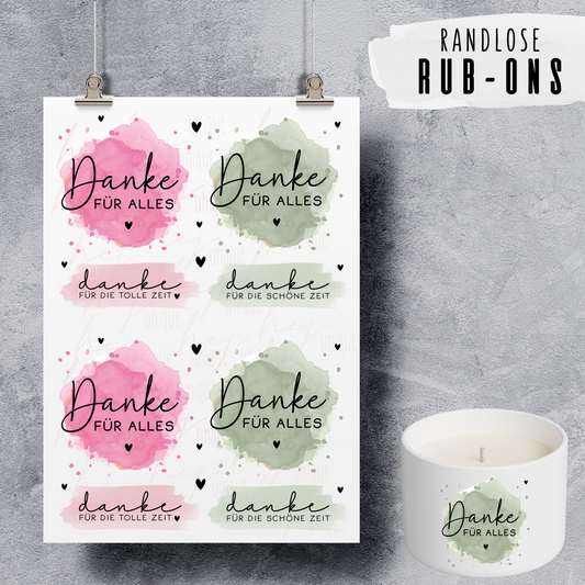 Rub-On Bogen "Danke bunt" A5