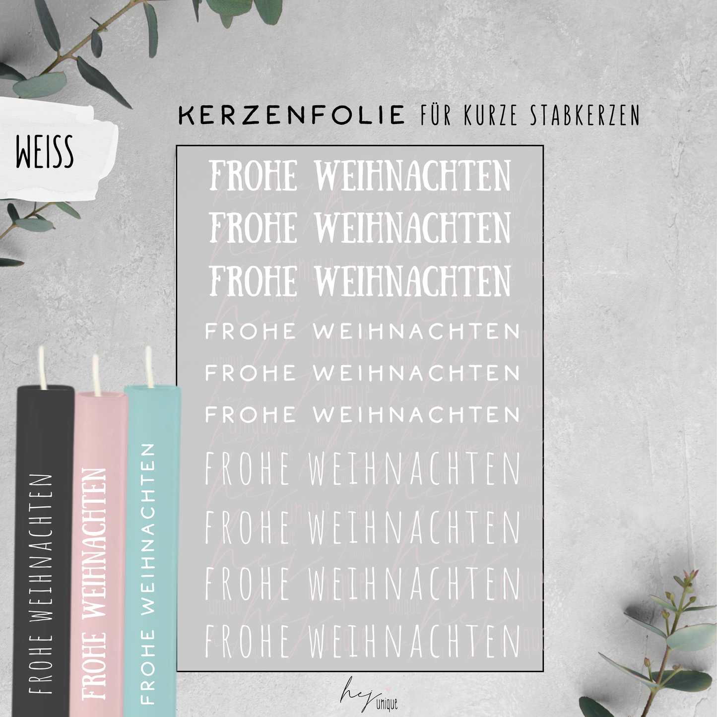 Kerzenfolie Schriftzüge *Frohe Weihnachten*