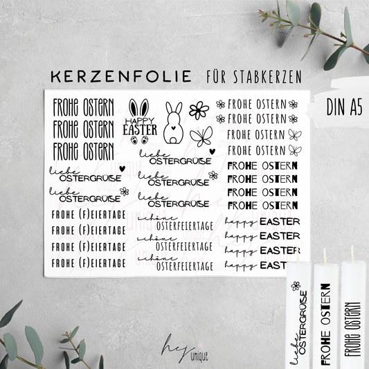 Kerzenfolie *Ostern* kurze Stabkerzen