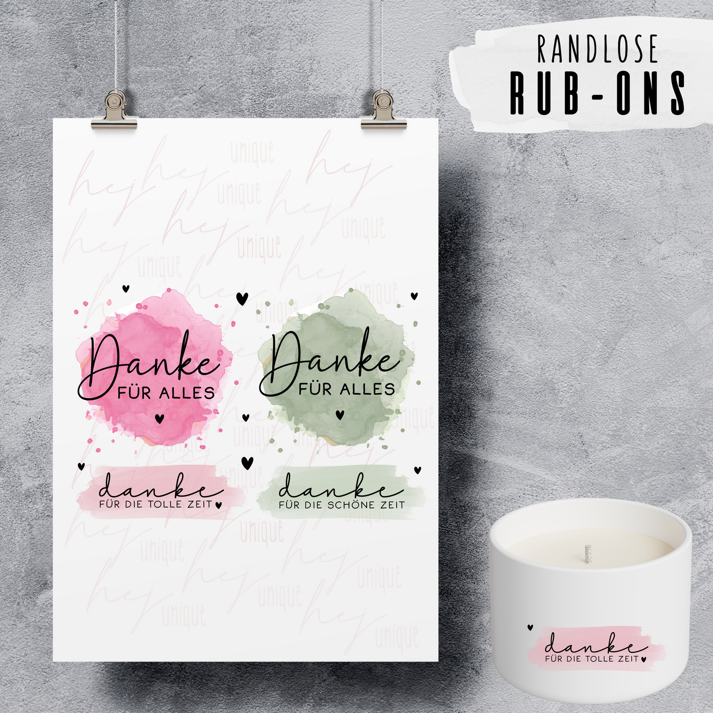 Rub-On Bogen "Danke bunt" A6