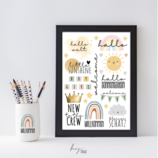 Rub-On Bogen „Welcome Baby“ A5