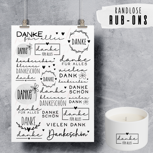 Rub-On Bogen "Danke" A5