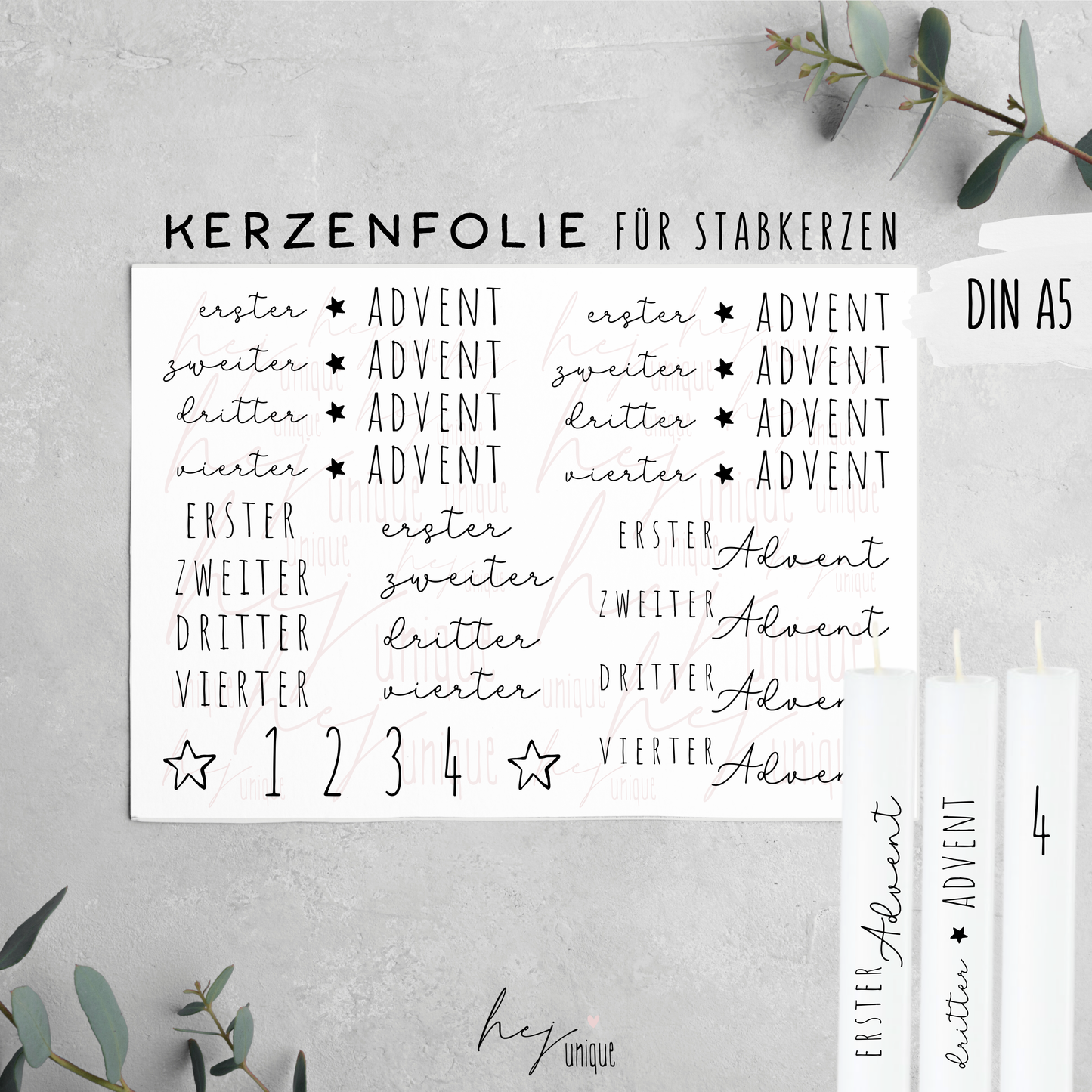 Kerzenfolie *Adventskerzen*