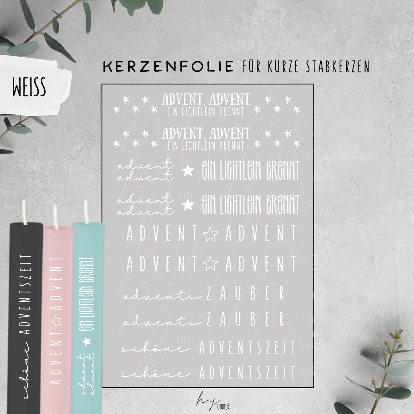 Kerzenfolie Schriftzüge *Advent Advent*