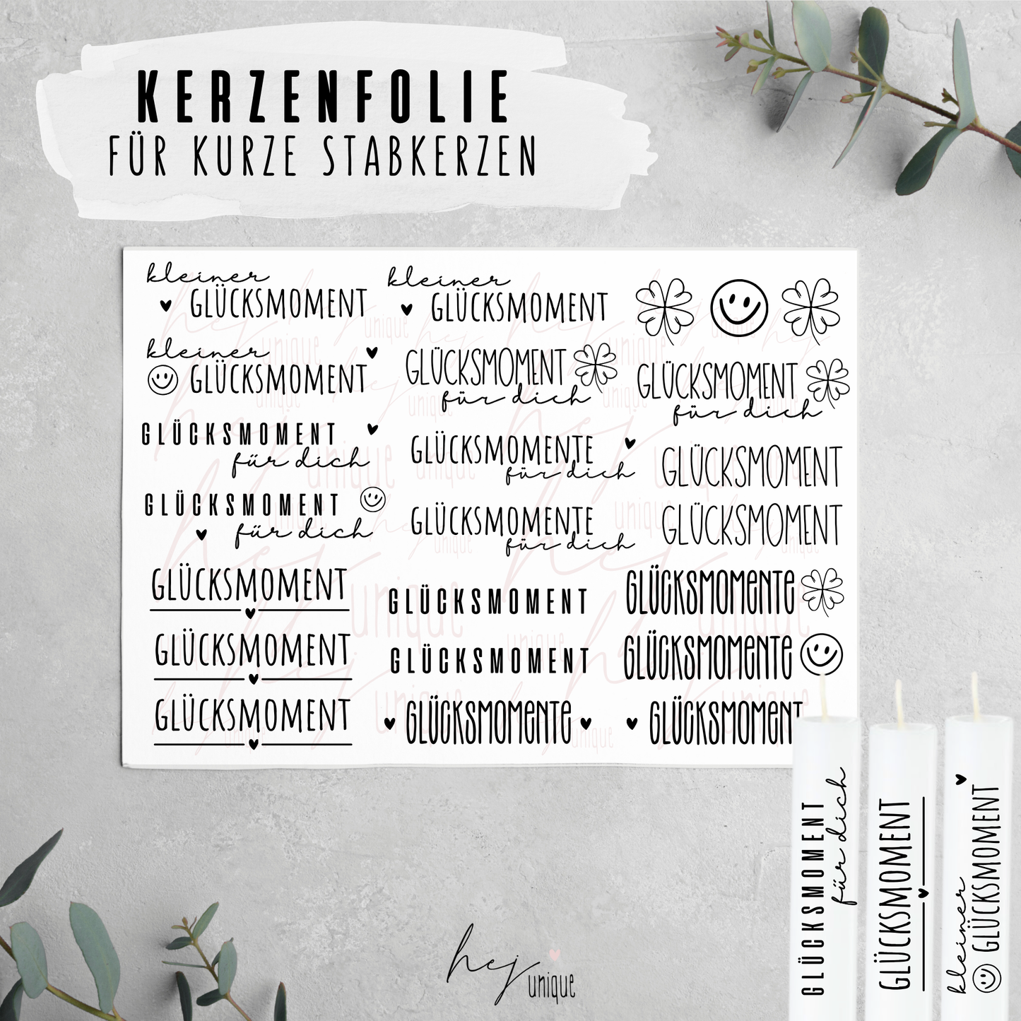 Kerzenfolie *Glücksmoment* kurze Kerzen