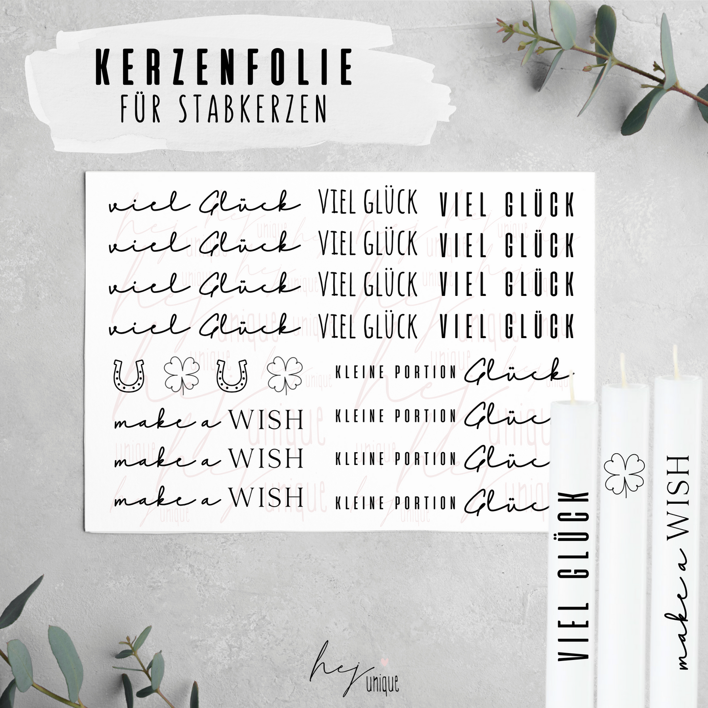 Kerzenfolie *viel Glück*