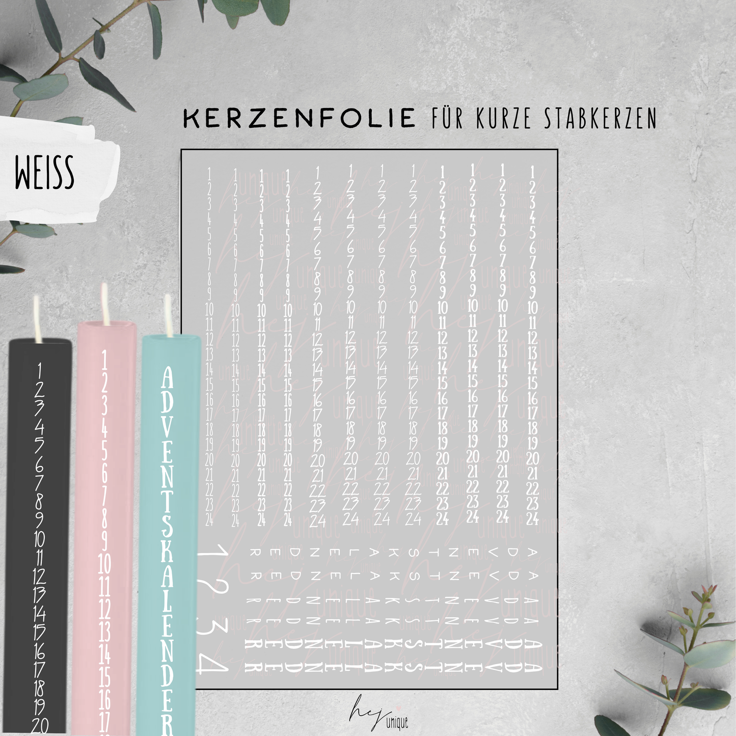 Kerzenfolie *Adventskalender Kerze*