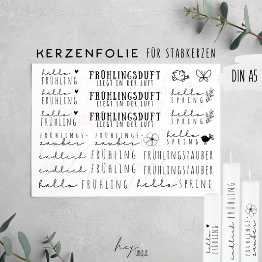 Kerzenfolie Frühling Stabkerzen