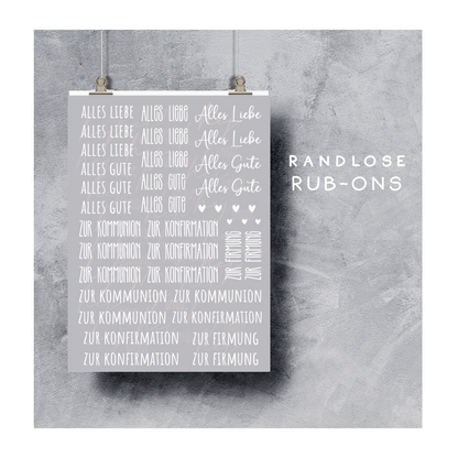 Rub On Aufkleber "Schriftzüge Kommunion/ Konfirmation/ Firmung" Reagenzgläser A5