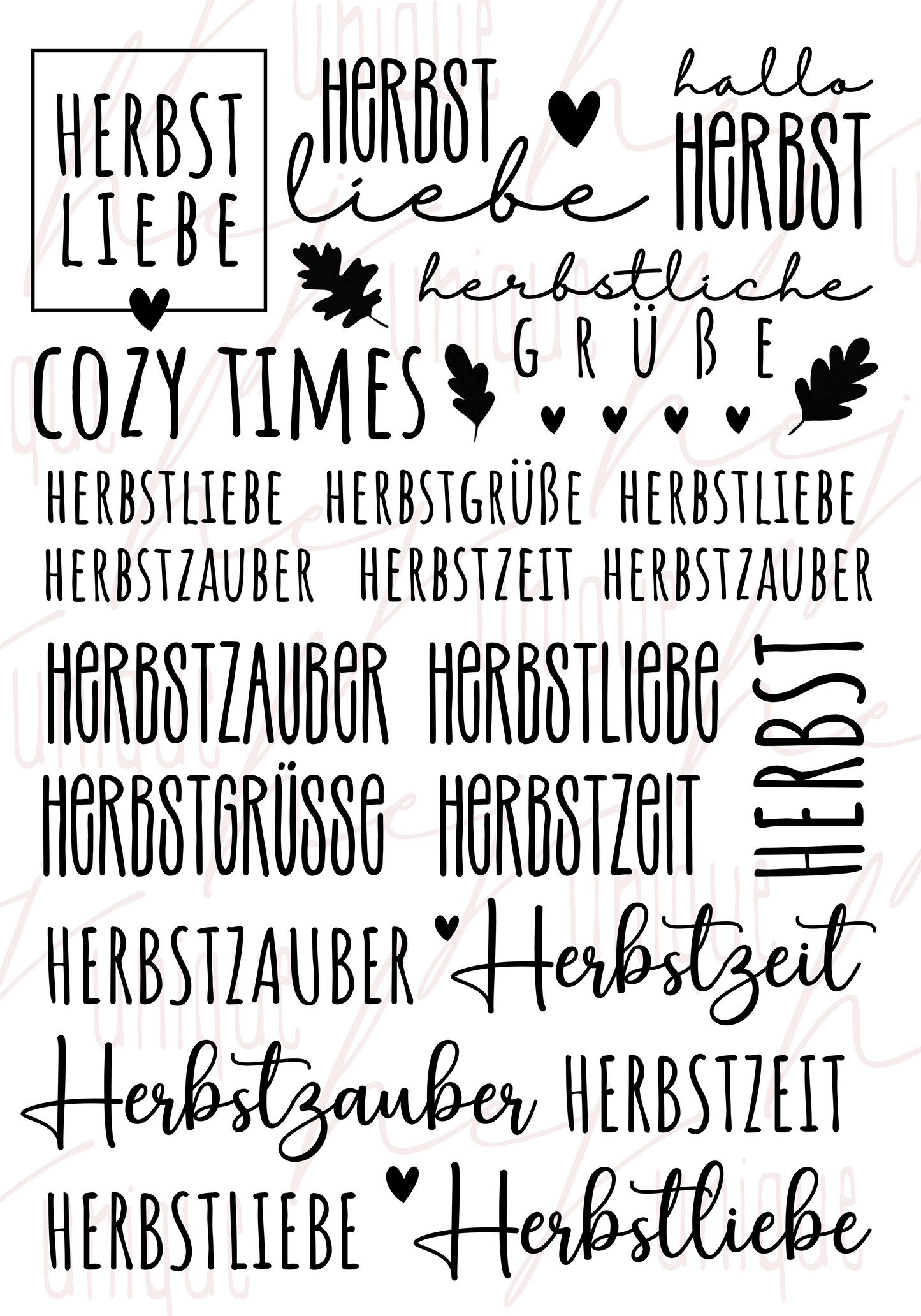 Rub-On Bogen "Herbstzauber" schwarz/weiß