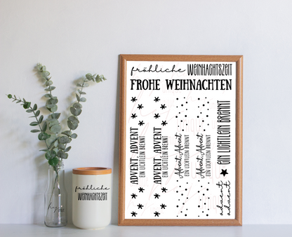 Rub On Aufkleber Schriftzüge Klötzchen XMas A5 Warum du unsere Rub-Ons lieben wirst:  ✔ Randloser Premium-Look   ✔ Besondere Haptik   ✔ Präzise Platzierung dank transparenter Trägerfolie  ✔ Wasser- und kratzfest // Hitze- und UV-beständig   ✔ Starke Haftung auf Glas, Keramik, Holz, Raysin u.v.m.  ✔ Langlebig und hochwertig verarbeitet  ✔ Auch gewerblich nutzbar – keine zusätzliche Lizenz nötig