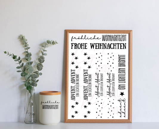 Rub-On Bogen "Schriftzüge Klötzchen XMas"