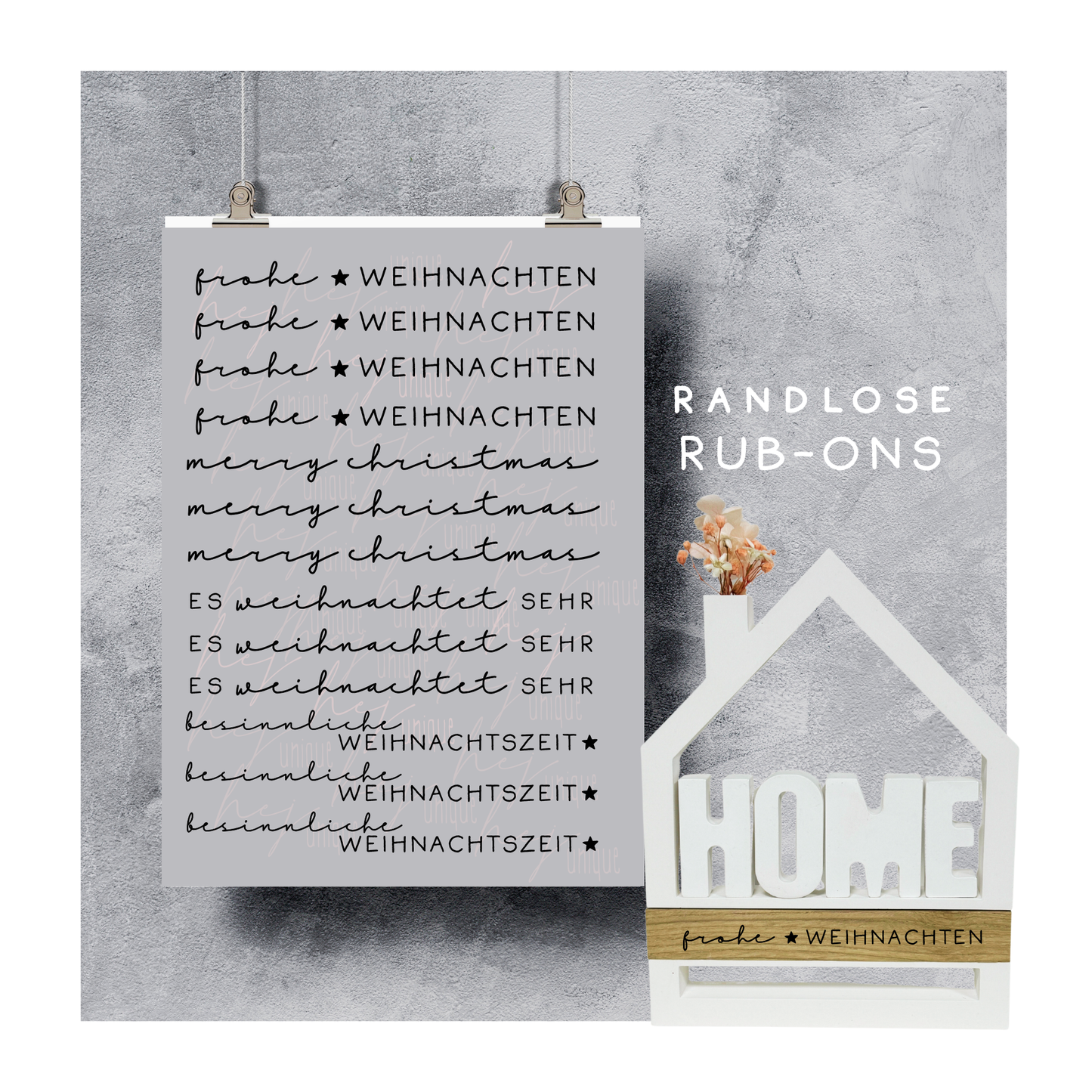 Rub-On Bogen "Schriftzüge Weihnachten"