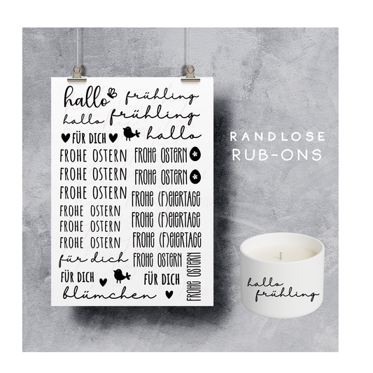 Rub On Aufkleber Schriftzüge Ostern 1.0 A5 Warum du unsere Rub-Ons lieben wirst:  ✔ Randloser Premium-Look   ✔ Besondere Haptik   ✔ Präzise Platzierung dank transparenter Trägerfolie  ✔ Wasser- und kratzfest // Hitze- und UV-beständig   ✔ Starke Haftung auf Glas, Keramik, Holz, Raysin u.v.m.  ✔ Langlebig und hochwertig verarbeitet  ✔ Auch gewerblich nutzbar – keine zusätzliche Lizenz nötig
