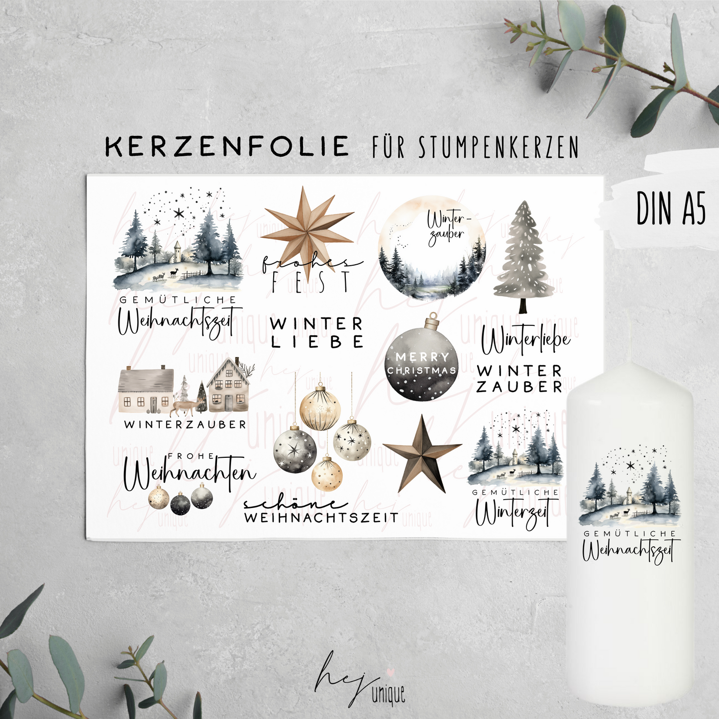 Kerzenfolie *Winterzauber* Stumpenkerze
