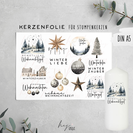 Kerzenfolie *Winterzauber* Stumpenkerze