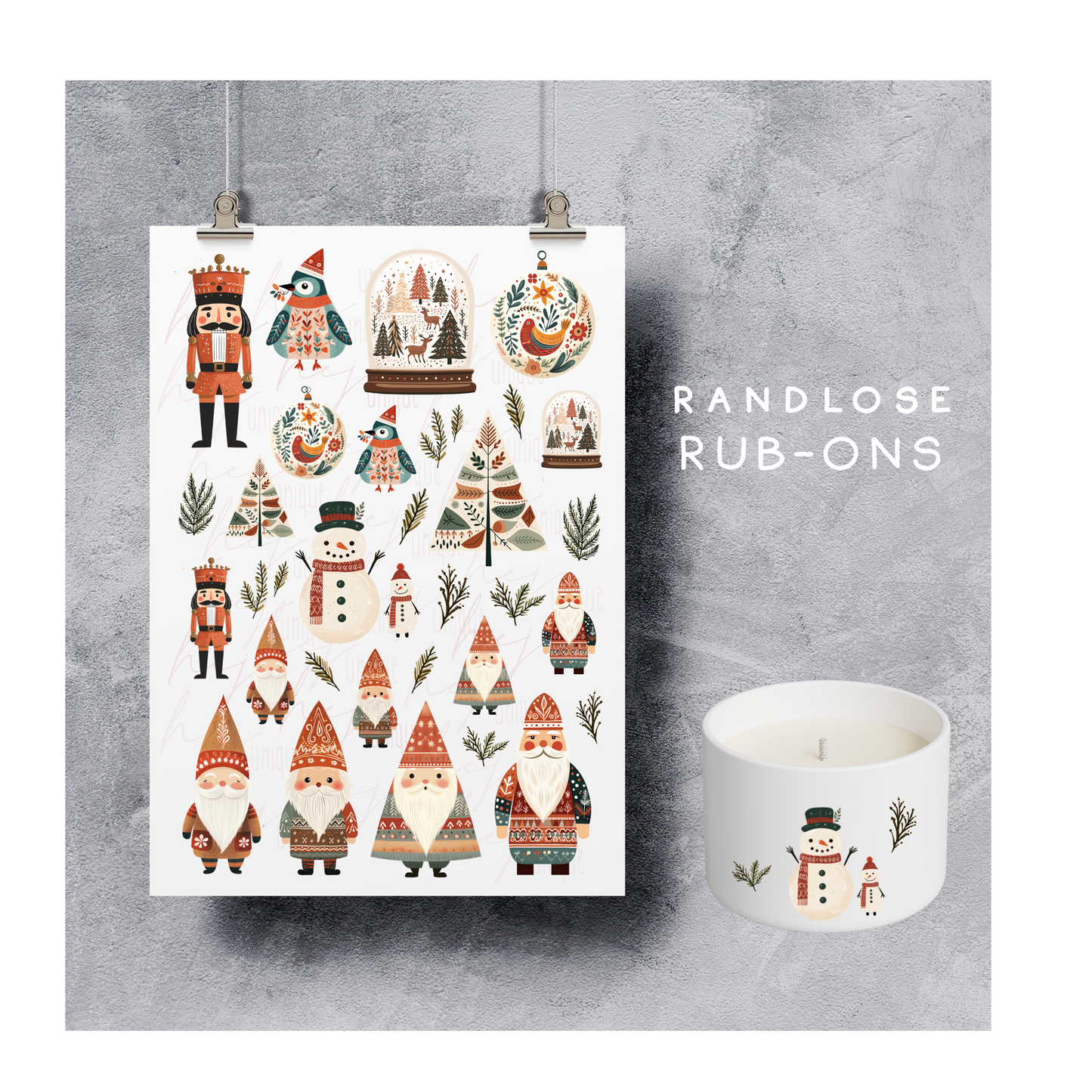Rub-On Bogen "Folk Art Christmas"