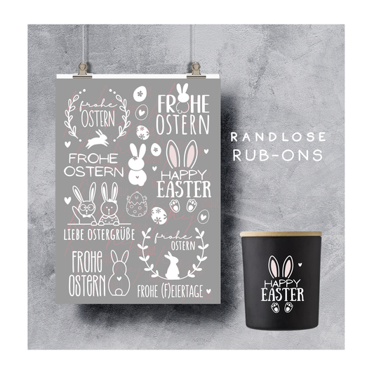 Rub-On Bogen „Ostern" weiss
