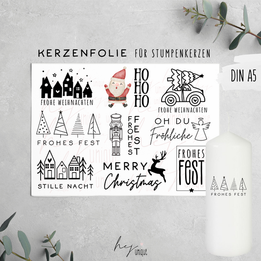 Kerzenfolie *Xmas* Stumpenkerze