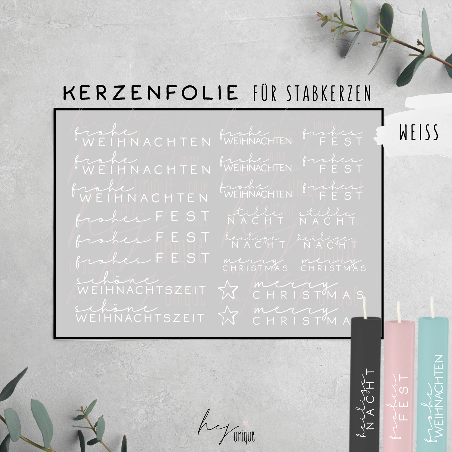 Kerzenfolie *Xmas Schriftzüge*