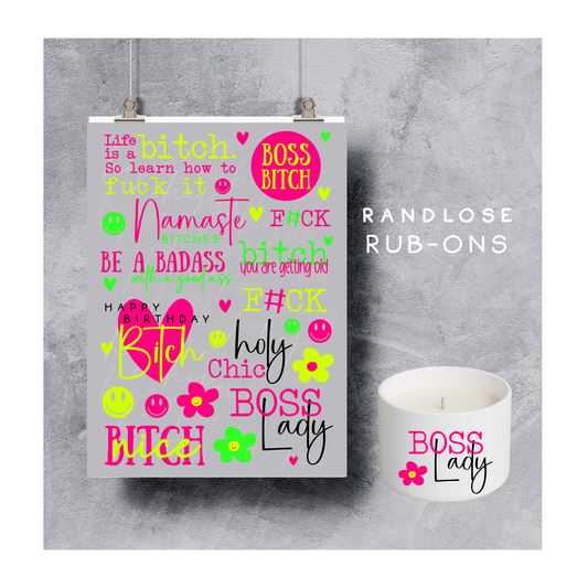 Rub-On Bogen "Bitch-Love" A5